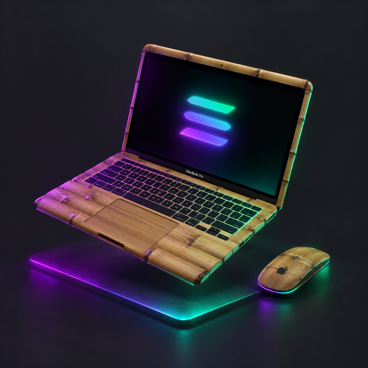 Early cyberpunk bamboo laptop prototype